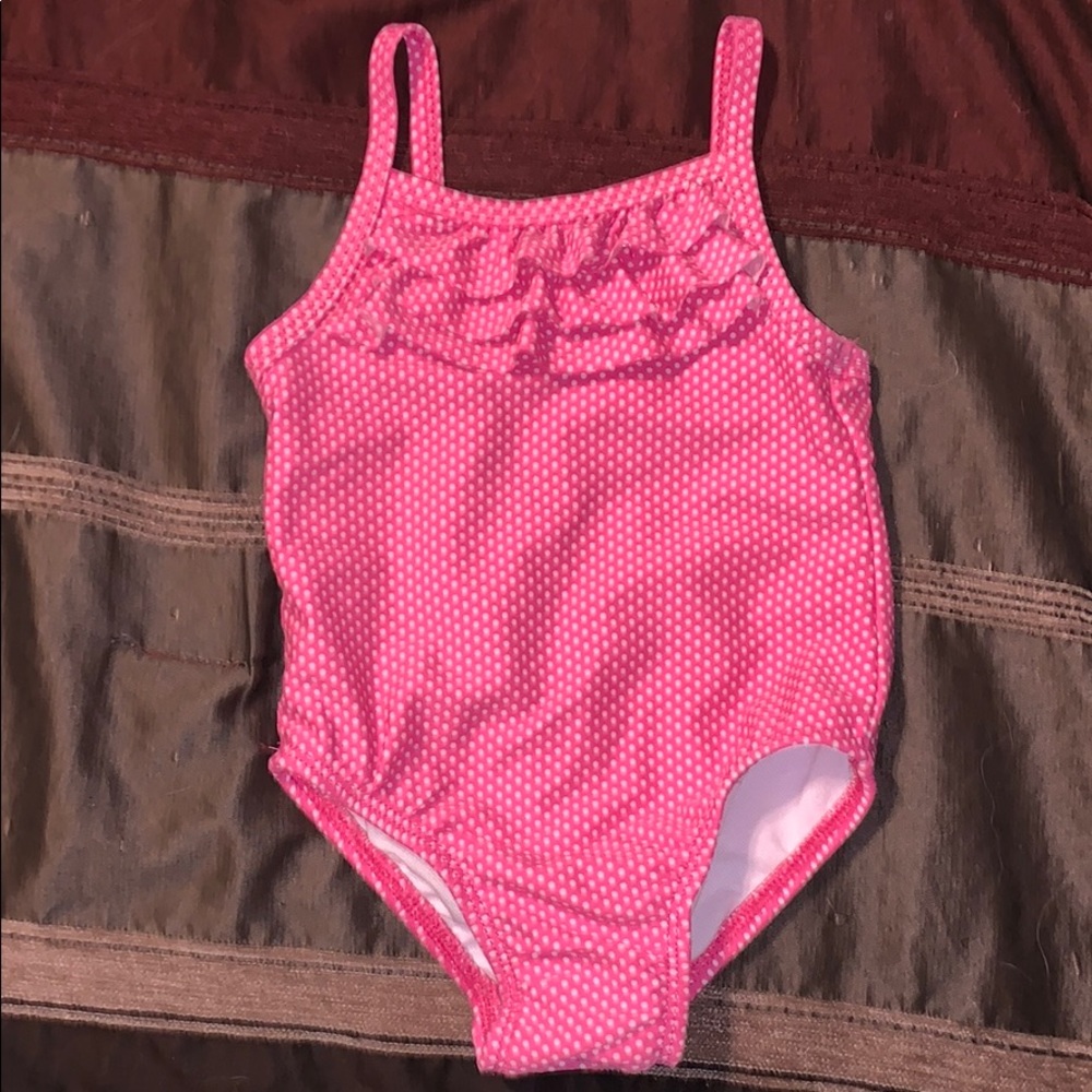Adorable Pink Polka Dot Bathing Suit Size 12 Month